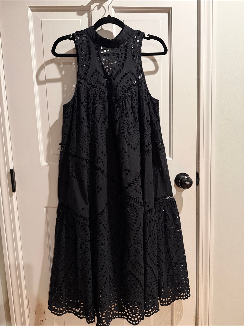 Zimmermann Black Broderie Anglaise Sleeveless Midi Dress